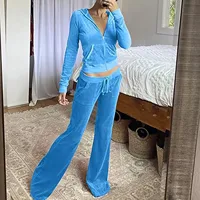 Ensemble de jogging en velours pour femme, sweat à capuche en velours, veste courte avec pantalon large, survêtements décontractés, automne, 2 pièces 3