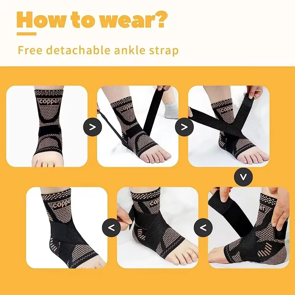 fitness ankle straps ankle straps ankle support ankle support brace GOBYGO Adjustable Copper Compression Ankle Support Sleeve Sprained Ankle Eases Swelling Achilles Tendonitis Plantar Fasciitis