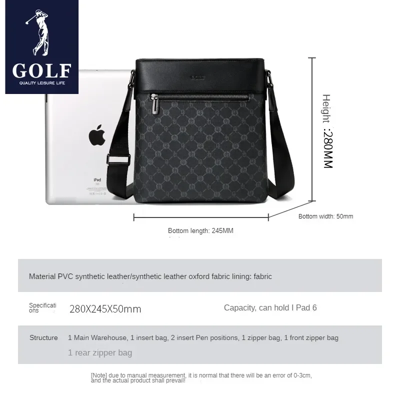 GOLF Male Shoulder Bag Men's Crossbody Briefcase Bag Leisure Business Handbags Small One Shoulder Backpacks Sling Branded Bags