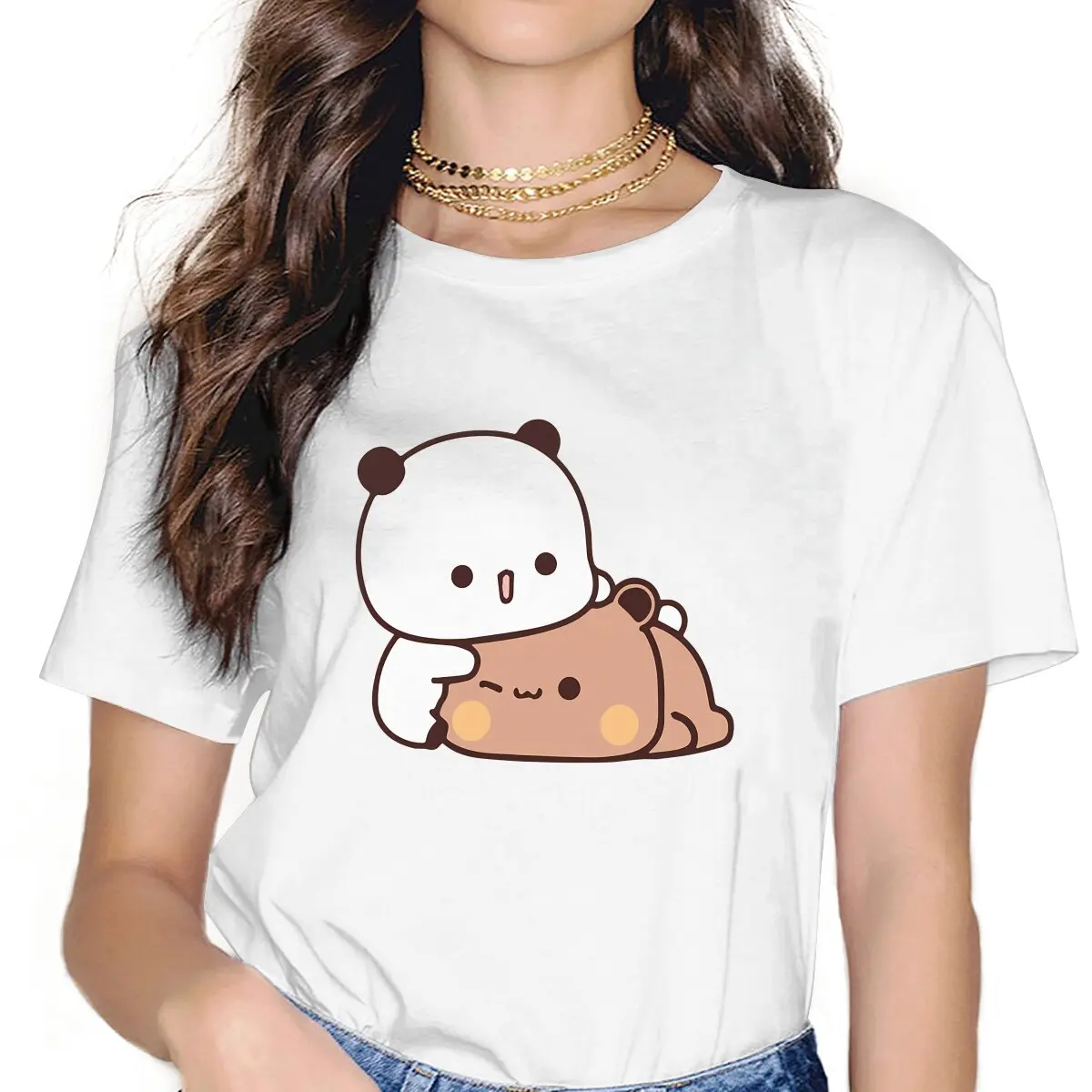 Maglietta Orso E Panda Per Donna Latte E Moka Bubu Dudu Y2K T-Shirt Moda Donna Poliestere T-Shirt Grafica Di Base