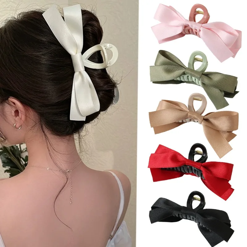 Hot Selling Sweet Bow Grab Clip High-end Large Curly Shark Hair Clip Accessory