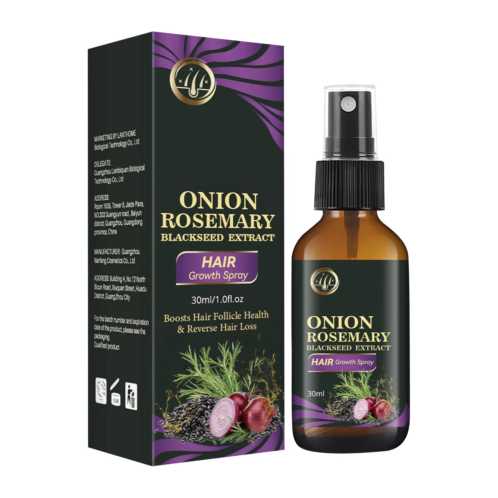 Onion & Rosemary Extract Hair Growth Spray 30ml