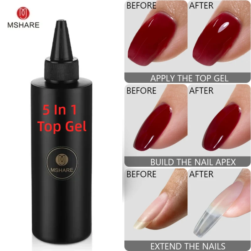 Top Coat Gel No Wipe 5 In 1 Rhinestone Glue 3D Modeling Extend Nail Refill 250g/500g