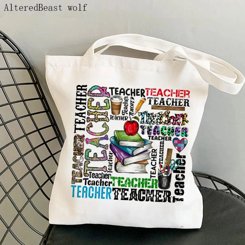 Women Shopping Bag Book Coffee teacher bag Kawaii Harajuku Canvas teacher Supplies Leopard Bag handbag Tote Shoulder Lady Bag