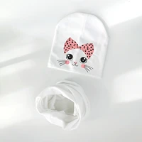 1 Set spring Autumn cartoon animal kitty kitten cat Baby Hat Girl Boy Beanie Cap Children Hat Toddler Kids Hat Scarf Collars 3