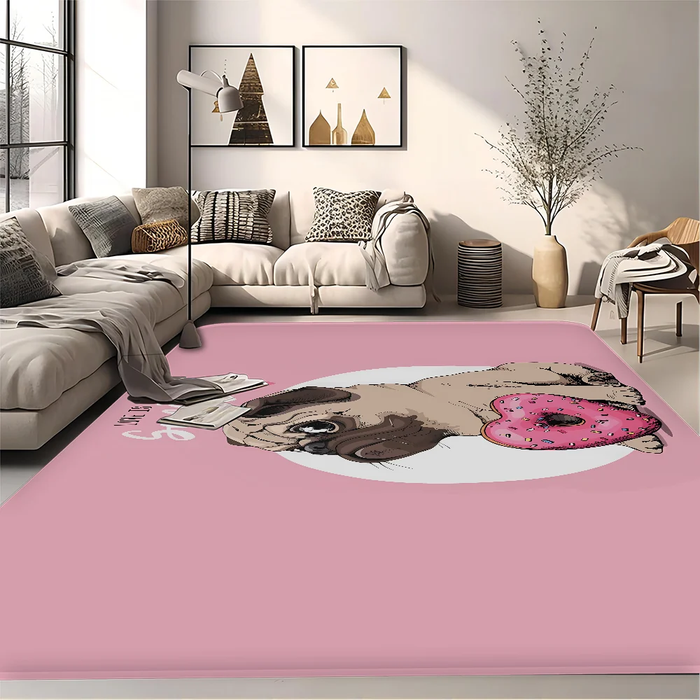 Lovely Pug Dog Hallway Carpet Washable Non-Slip Living Room Sofa Chairs Area Mat Kitchen Doormat Area Rug 4
