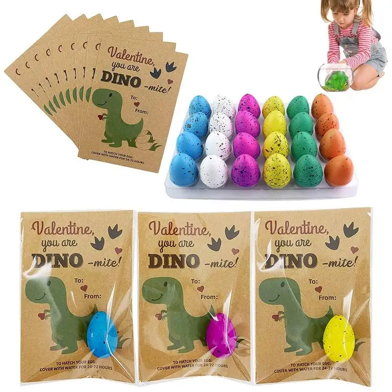 

24 Pack Dinosaur Hatching Eggs Hatching Dino Egg Grow in Water Crack with Assorted Color Valentines Day Toy Gifts Party Favors