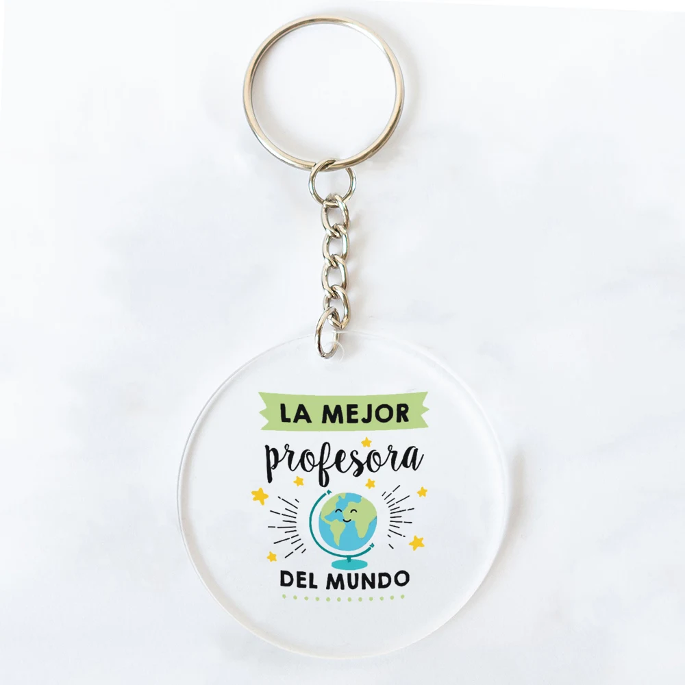 Bester Schlüsselanhänger mit spanischem Aufdruck der Welt, Geschenk zum Lehrertag, Schlüsselanhänger aus Acryl, Abschlussfeier, beste Geschenke für Lehrer – Detail 14