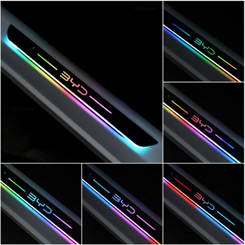 BYD Atto 3 Tang F3 E6 Yuan Plus Song Max F0 Qin G3 I3 차량용 무선 LED 웰컴 페달 문턱 조명 통로 분위기 램프