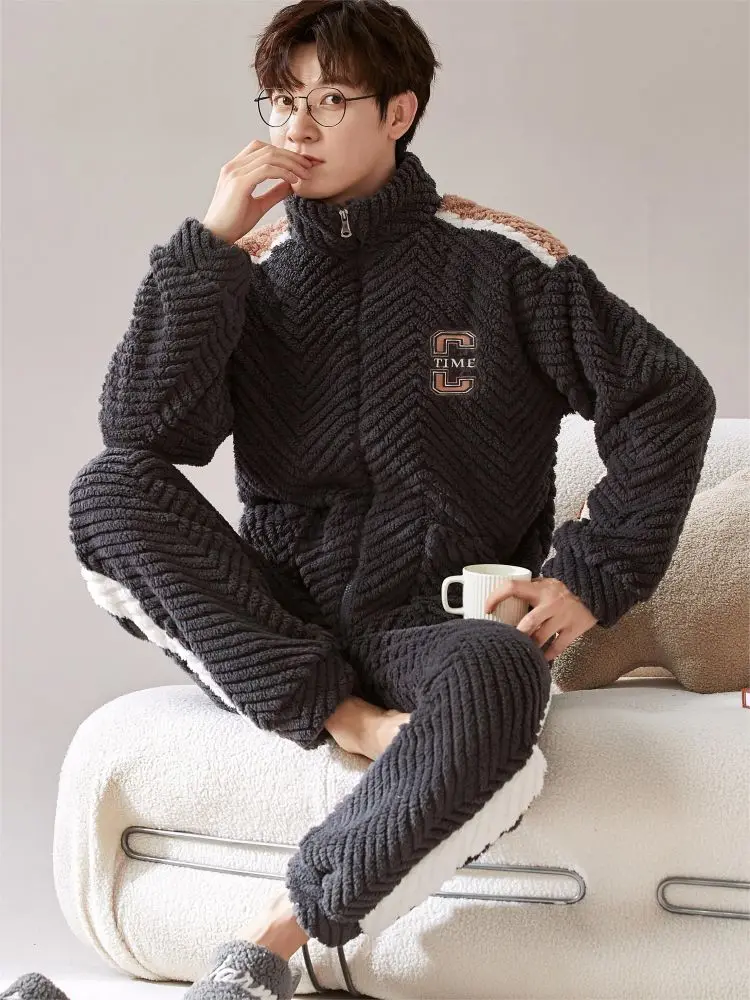 Couple Sleeping Pajamas Pajama Men Winter Cotton Fleece Man Adult Big Size Men's Home Suit Full Body Sets Pyjama Piyamas
