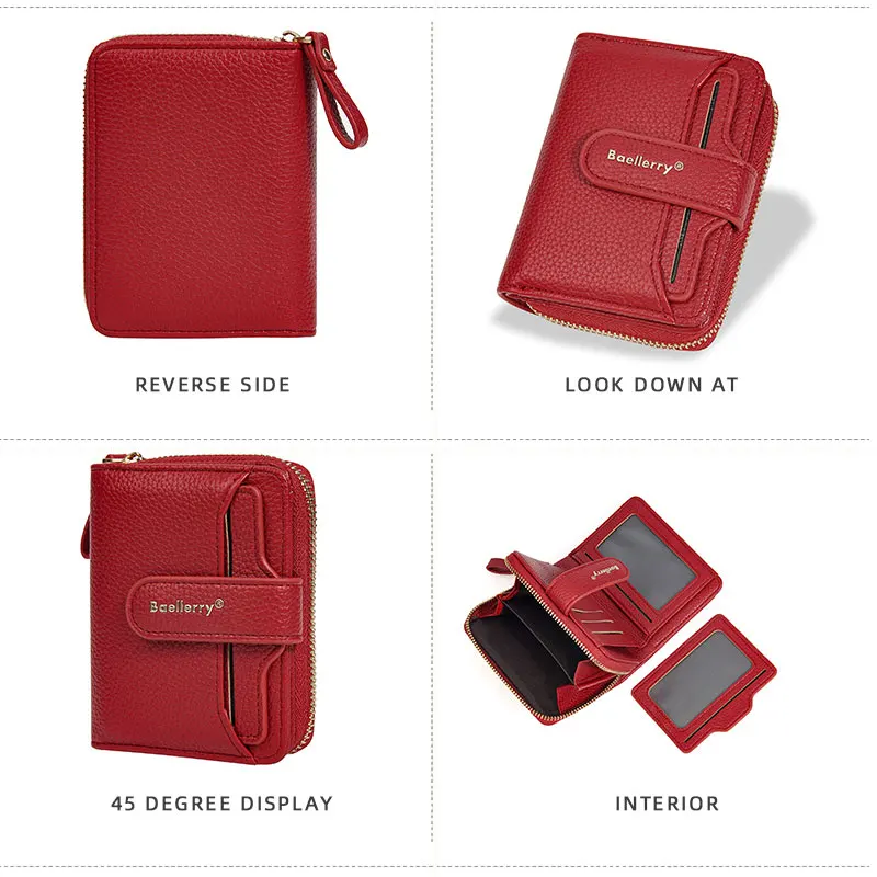 New Short Women Zipper Wallets Large Capacity Card Holder Brand Female Purses Quality Coin Pocket Photo Holder Wallet For Girls 4