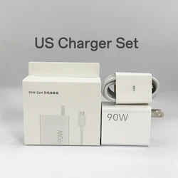 90W USB Fast Charger EU Turbo with Type C USB Charging Cable - US and 1M Cable
