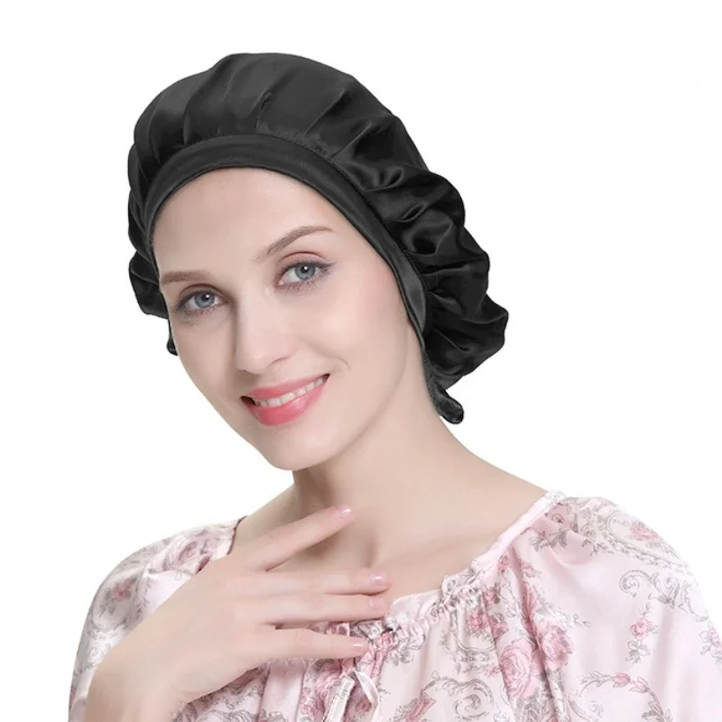 Pure Silk Hair Bonnets For Women Sleeping Cap Luxury Natual Silk Sleep Cap Night Bonnet Caps Hair Protection Turban Head Wraps 3