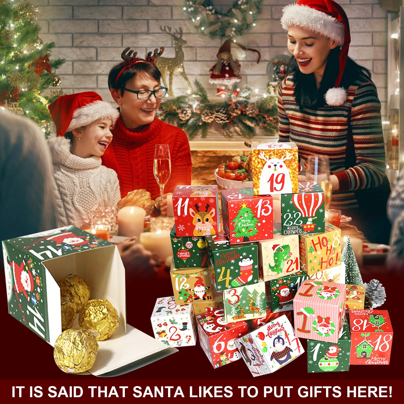 Calendario Dell'Avvento Fai Da Te - 24 Scatoline Regalo Natalizie 7x7cm | Conto Alla Rovescia Natale - Foto 5