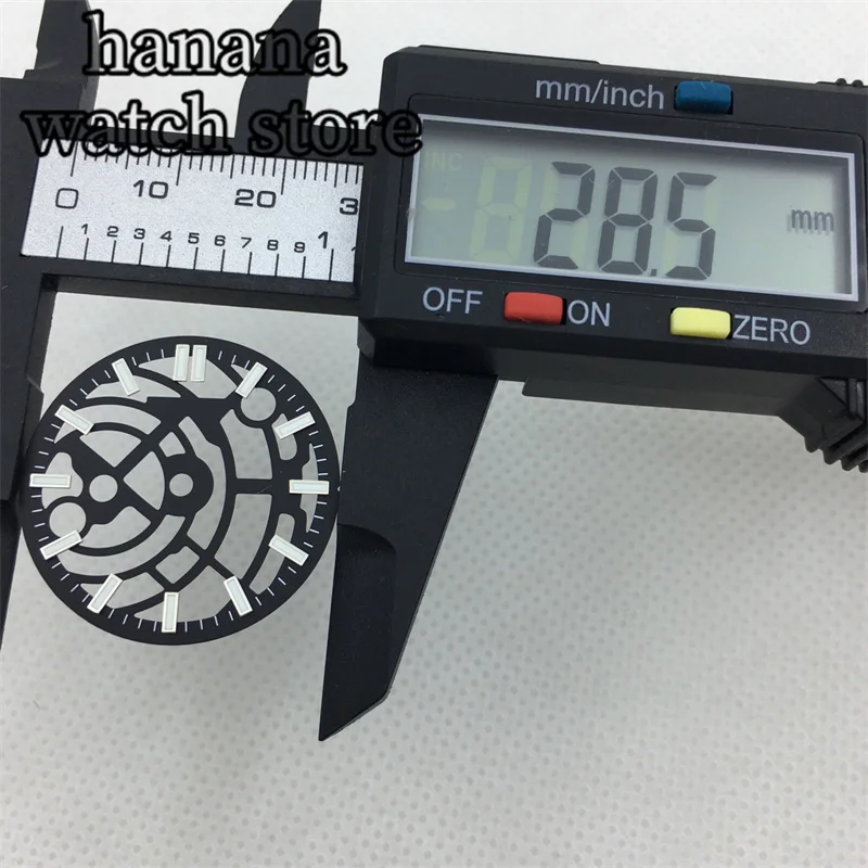 Hollow Skeleton Dial 28.5mm with Multi-Color Design and Green Luminous Features
