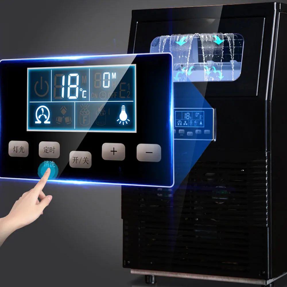 Automatic Ice Maker Machine 55KG Water Inlet Ice Maker Desktop Commercial Cube Machine fazedor de gelo