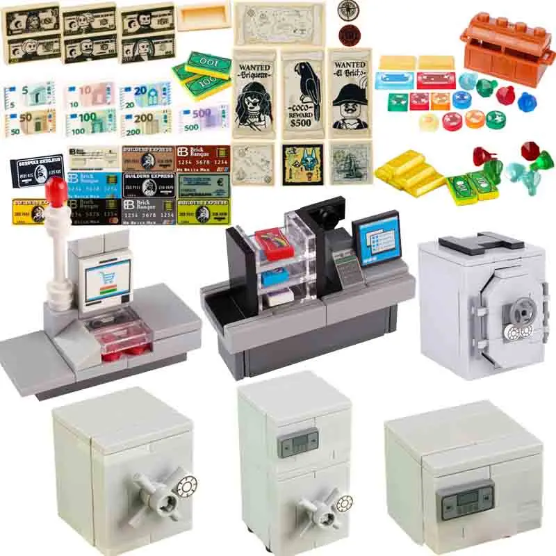 Jeu de Construction Blocs Argent Caisse Enregistreuse Coffre