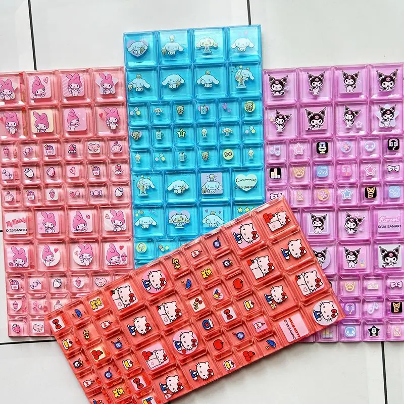 Hello Kitty 3D Square Stickers Anime Phone Laptop Luggage Decoration Creative DIY Rhinestone Decal Kids Toys Cartoon Gift