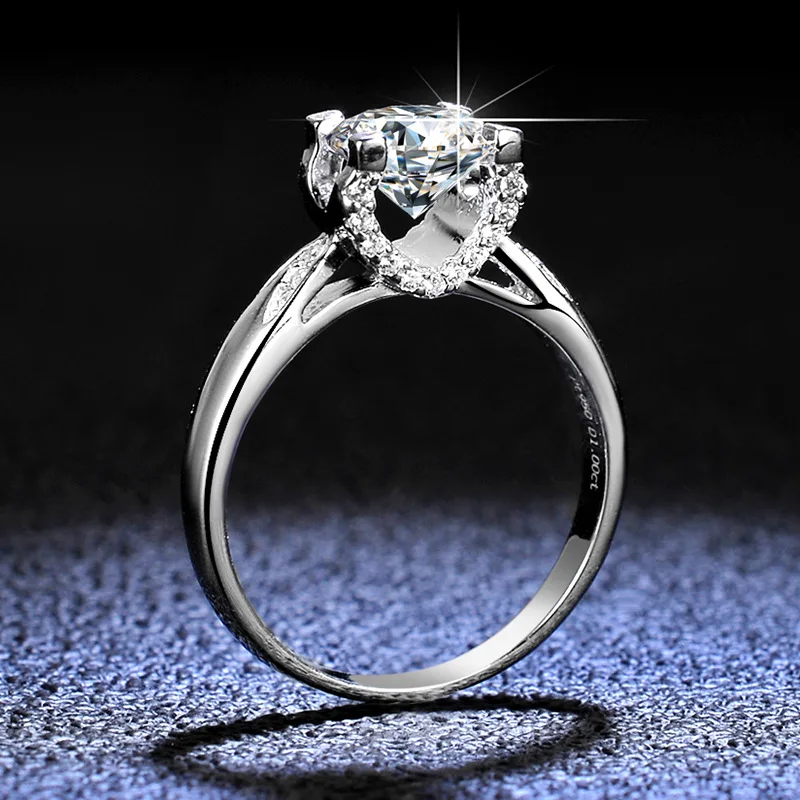 PT950 platinum diamond ring 1 carat four-claw bare bull head ladies moissanite diamond platinum ring
