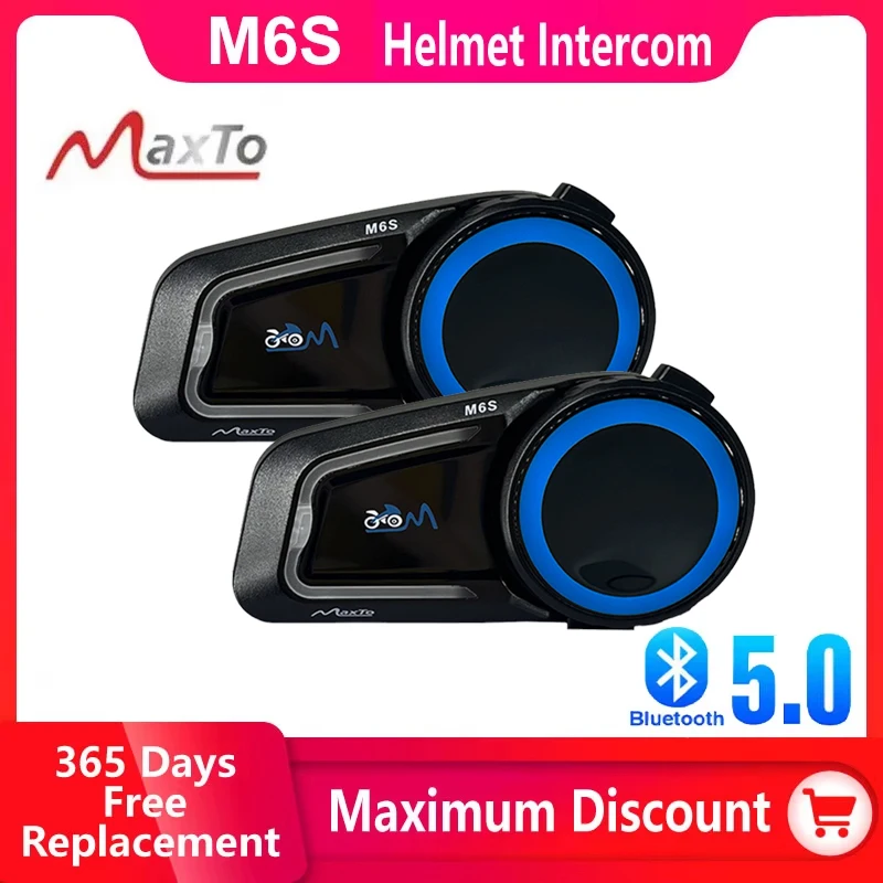 Maxto M6S Motorcycle Bluetooth Helmet Headset Intercom IP67 Waterproof Supports Music Sharing Distance 1000 Meters