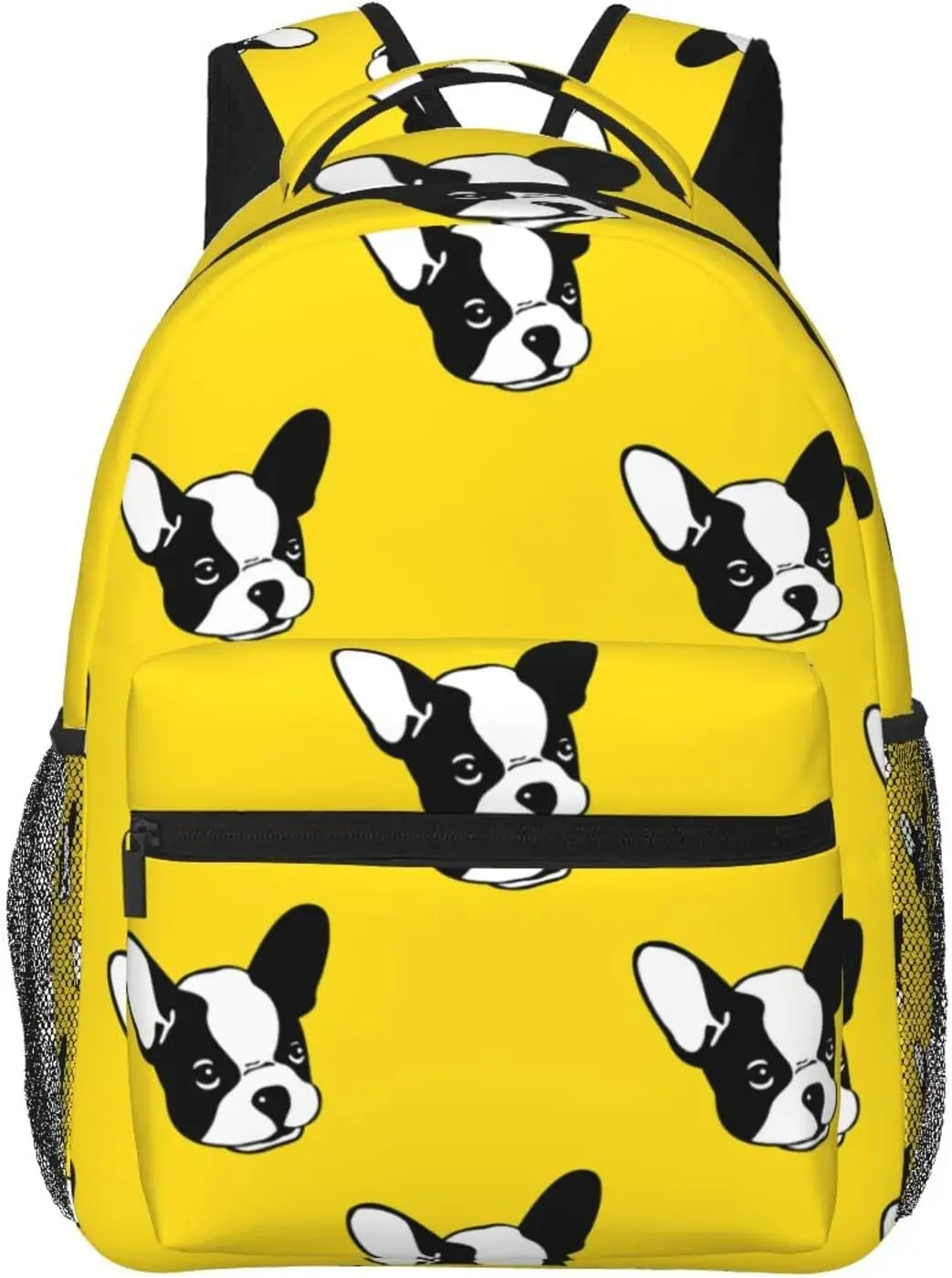 

Yellow French Bulldog Pattern Stylish Casual Backpack Purse Laptop Backpacks Pockets Computer Daypack For Work Business Travel