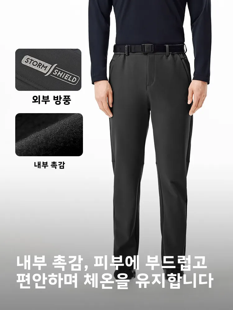 남성용 소프트쉘 하이킹 팬츠 방풍 보온 플리스 안감 스포츠 롱 트라우저 등산 아웃도어 의류 (펠리엇)