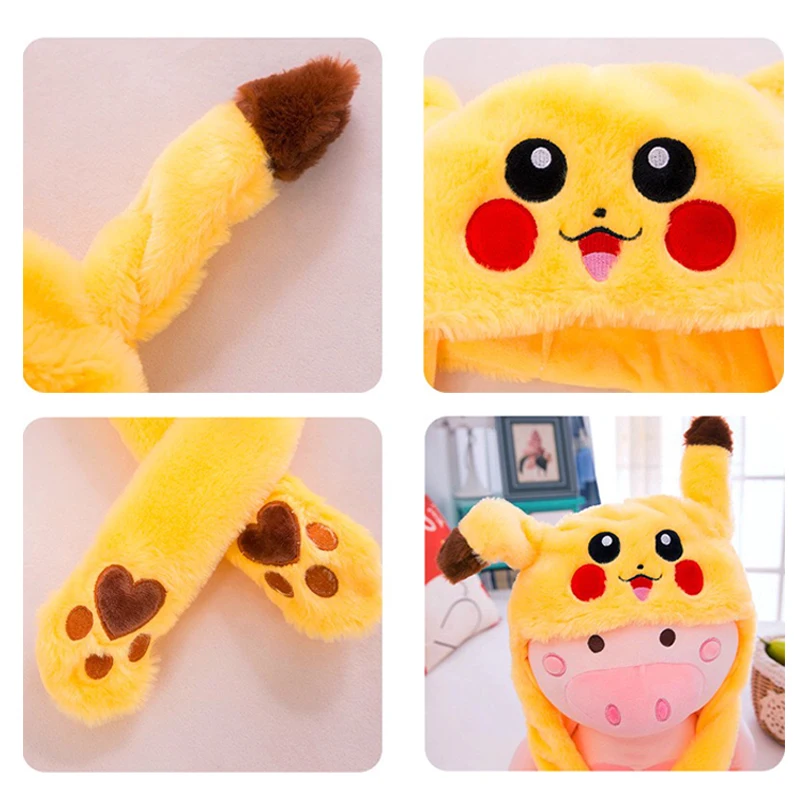 Chapéu De Pokemon Cartoon Brilhante Pikachu Fofo De Pelúcia Para Crianças  Coelhinho Orelhas Fofas De Estimação Moverão A Fita De Cabeça Menina -  Desconto no Preço