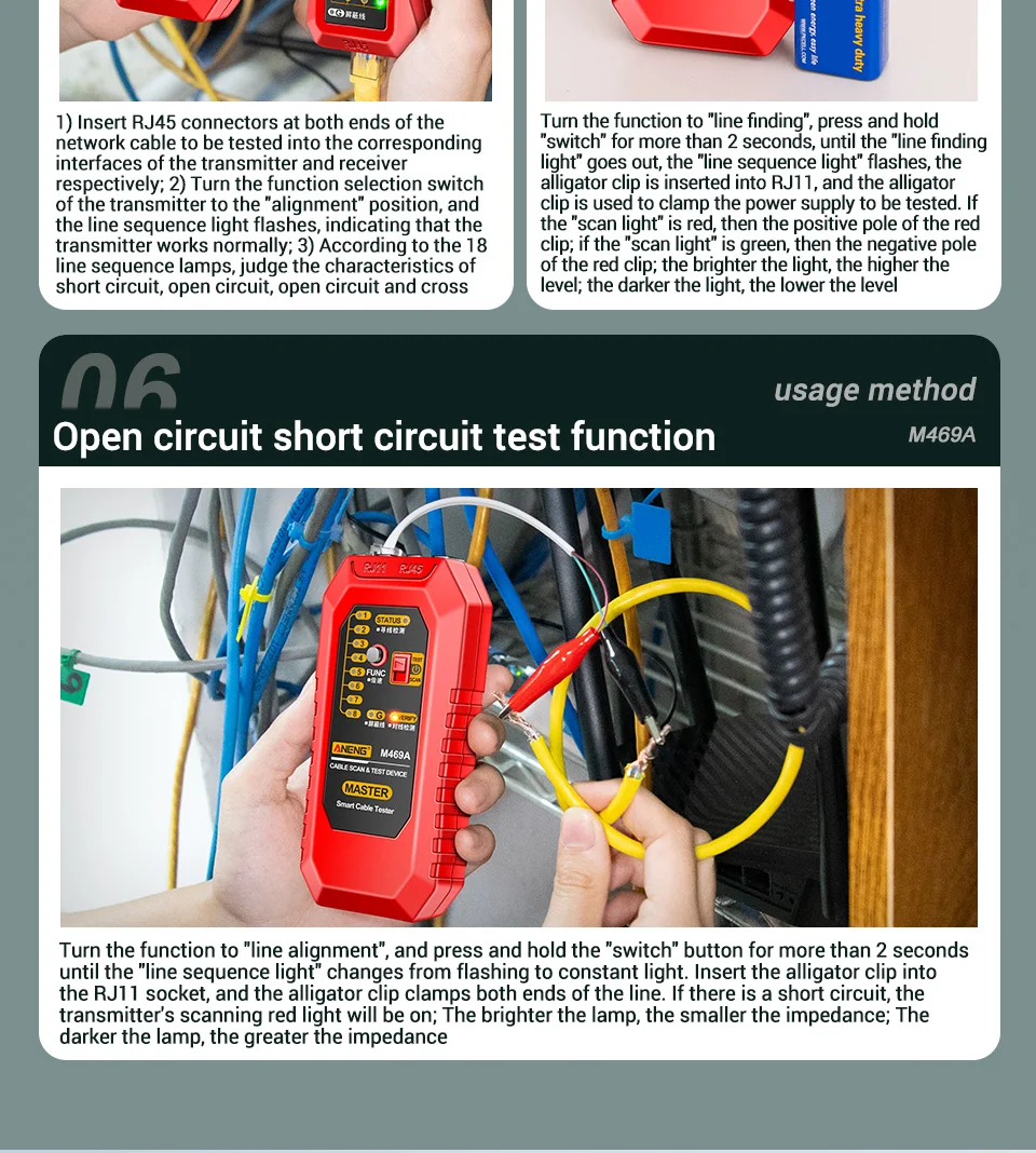 ANENG M469A Cable Tester Features Overview