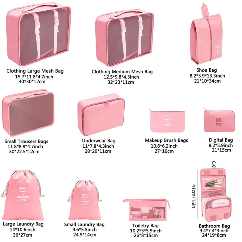 Set De 8 Organisateurs De Voyage Packing Cubes - Rangement Valise Pour Vêtements, Sous-Vêtements, Chaussures Et Cosmétiques
