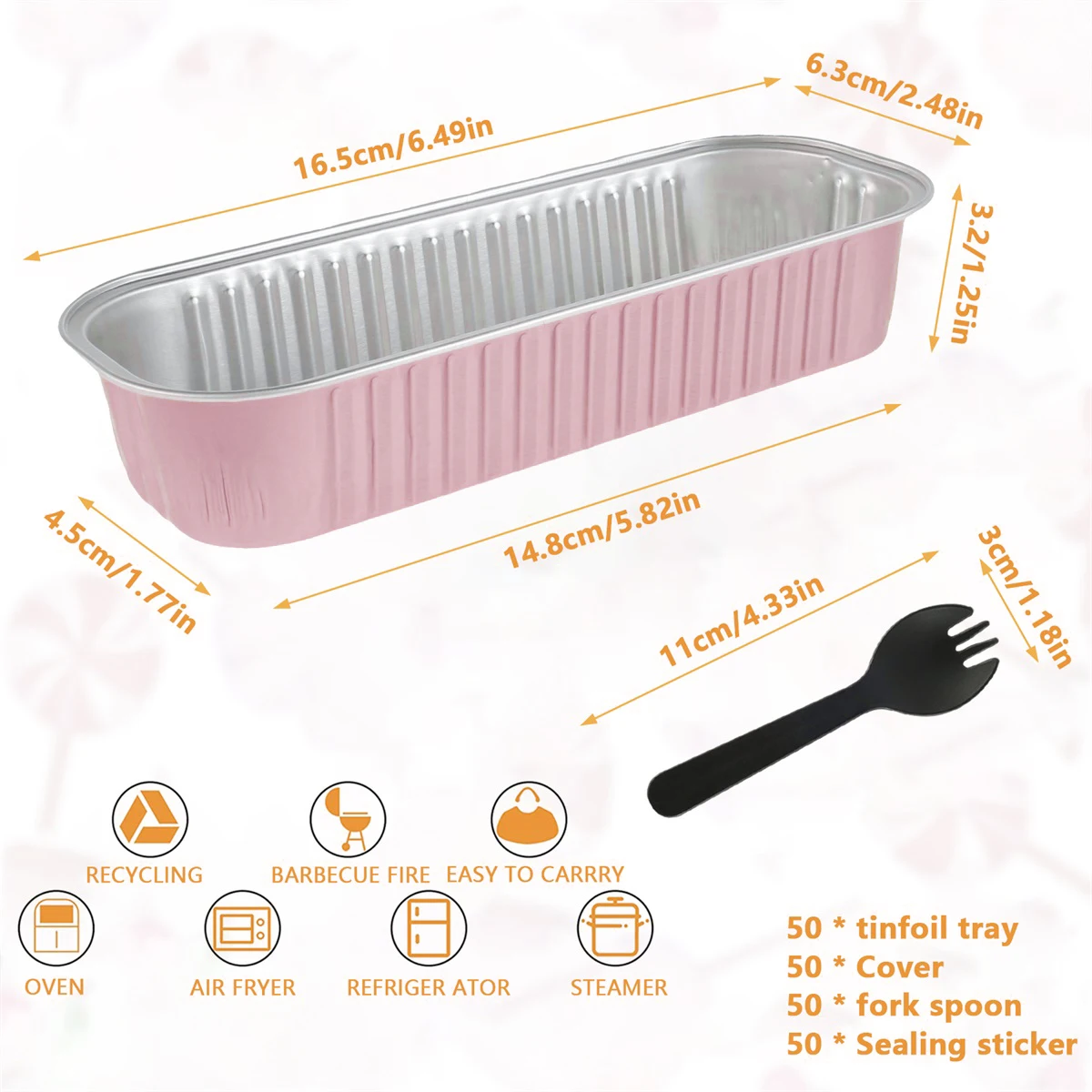50 Mini Teglie Rettangolari In Alluminio Con Coperchio E Forchetta, 200 Ml, Per Cupcake, Pane E Dessert, Ideali Per Feste E Regali Alimentari (Blu)