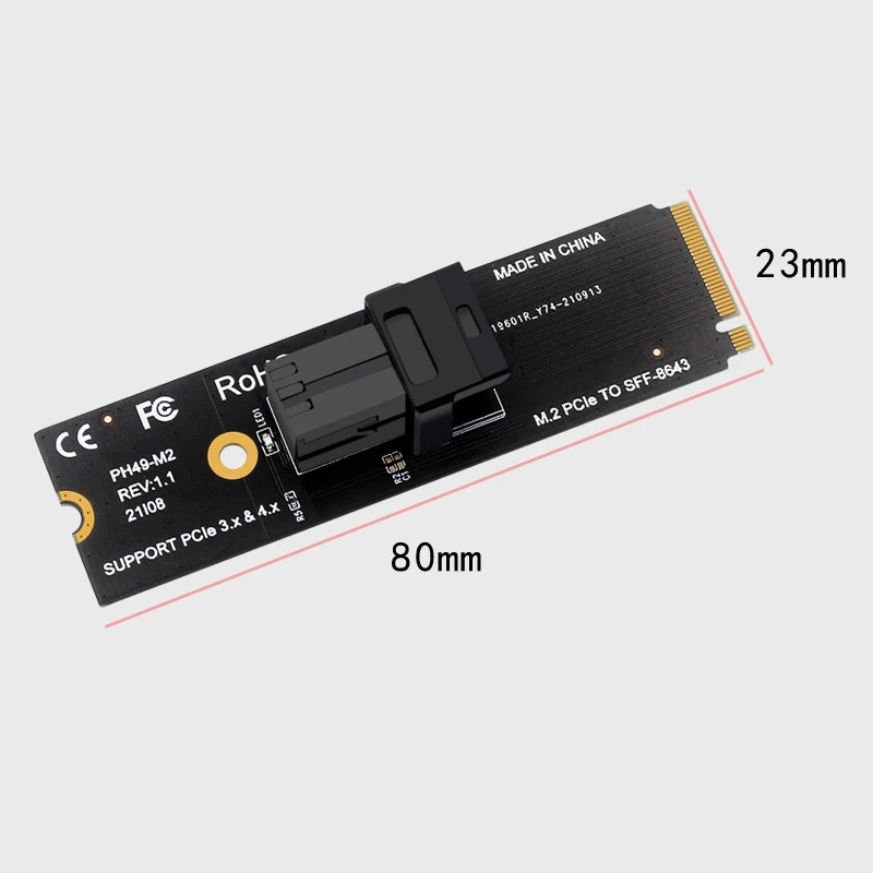 M.2 NGFF Mkey PCIe X4 4.0 3.0 to SFF8643 SFF8639 Converter Extend Card ComputerPC PCI-Express Transfer Expansion Adapter PH49-M2