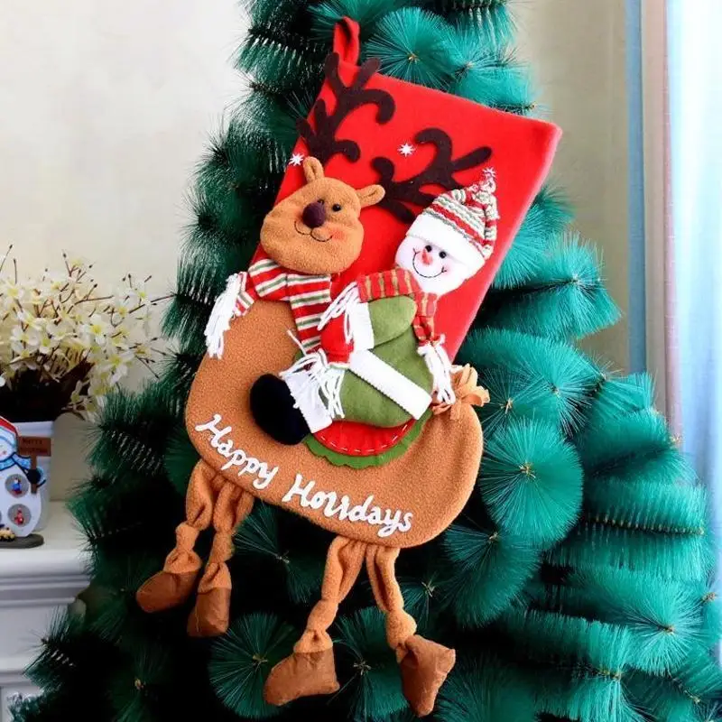 Christmas Santa Claus Snowman Reindeer Decorative Socks Christmas Tree Decor Children's Christmas Gift Socks Holiday Party Decor
