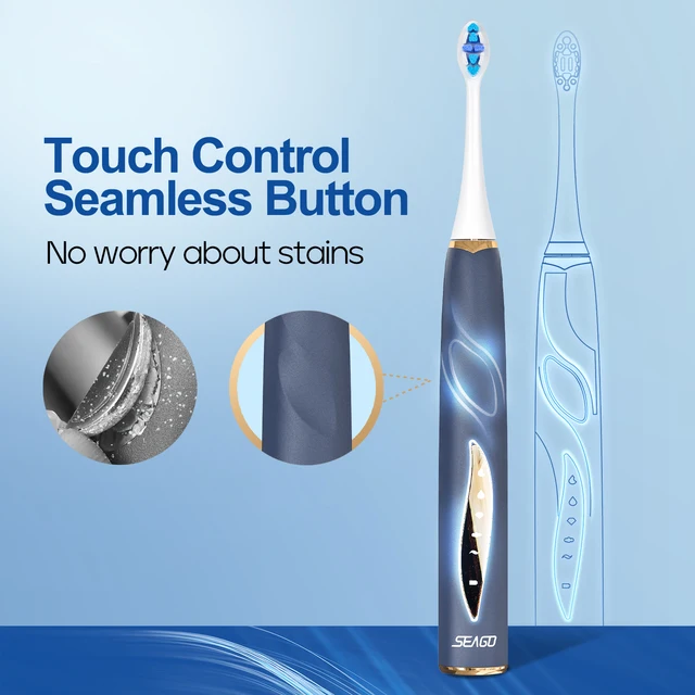 Seago Sonic Toothbrush Electric Toothbrush Seamless Touch Control Button Pressure Sensor 5 Modes IPX7 Waterproof Rechargeable 1