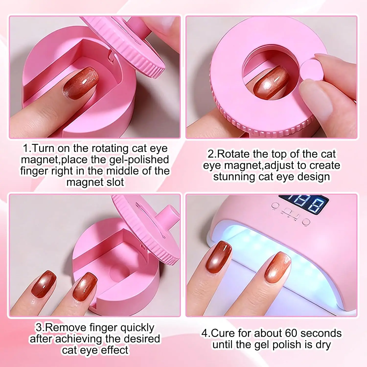 Rotating Cat Eye Nail Magnet with Wide Light Glass Bead Effect - Multifunctional and Strong