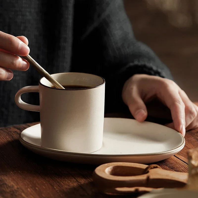 Juego de platos y tazas de cerámica para el desayuno, juego de tazas de agua de cerámica gruesa, Retro, creativo, japonés, Vango, 180ML