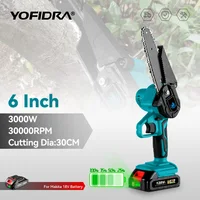 YOFIDRA 3000W 6 Inch Electric Chain Saw Mini Cordless Handheld Pruning Chainsaws Wood Cutting Power Tools For Makita 18V Battery 1