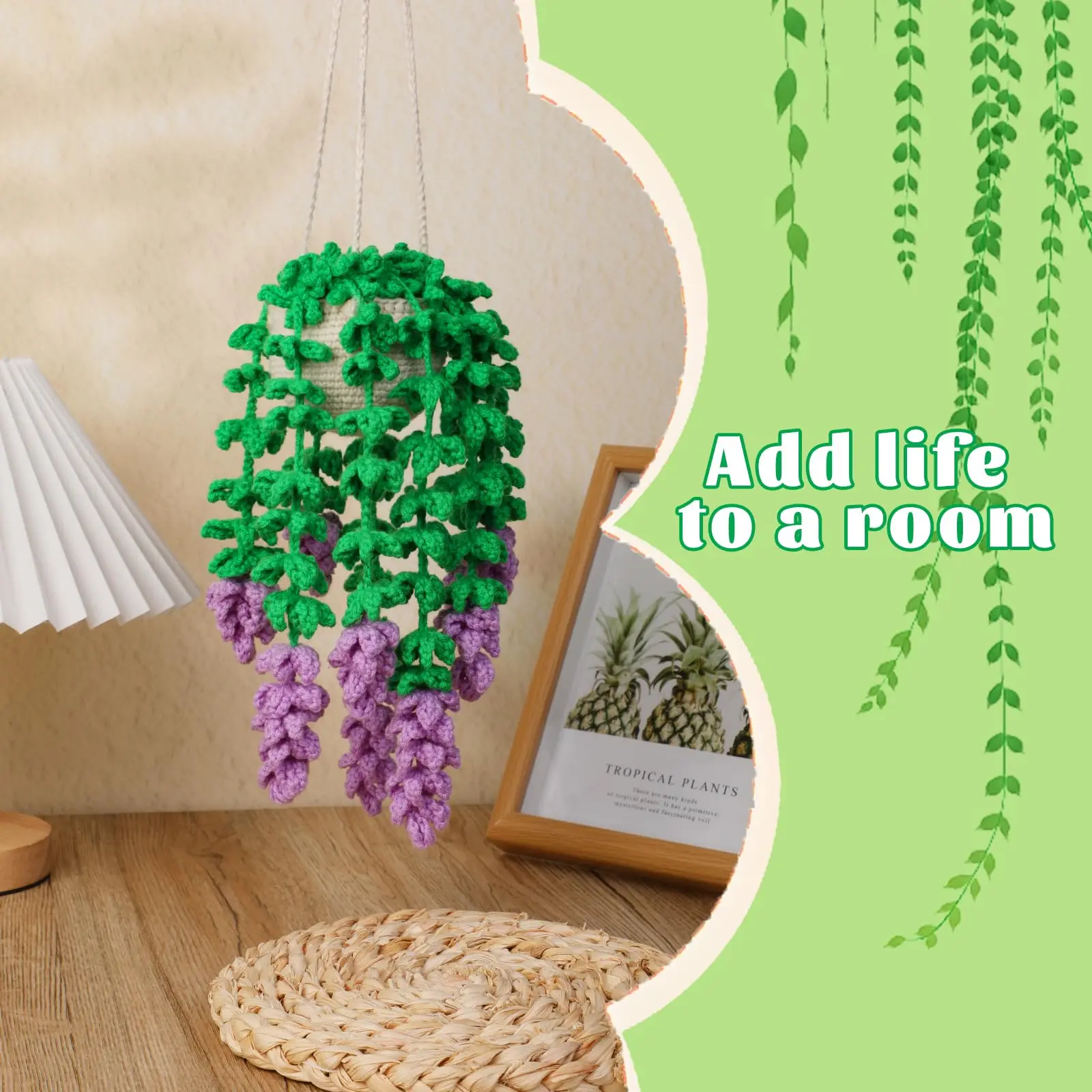Hanging Potted Plants Knitting Starter Pack Beginners Decoration Crochet Starter Kits Step-by-Step Tutorials Fenrry