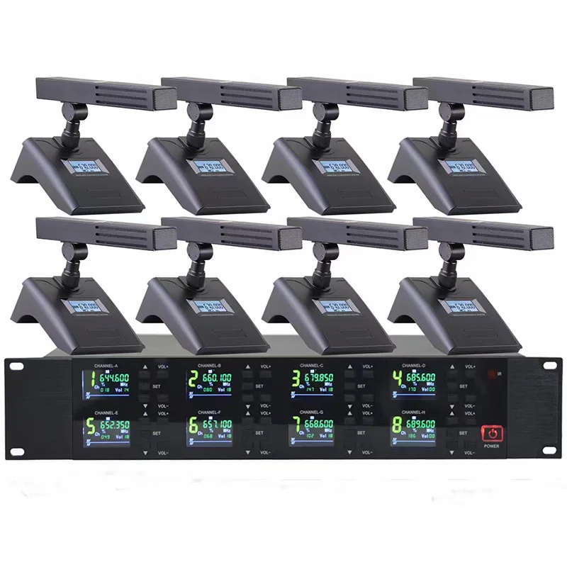 Stage KTV Handheld 8 Channels UHF Wireless Karaoke Microphone Living Singing Metal Dynamic Microphone Wireless