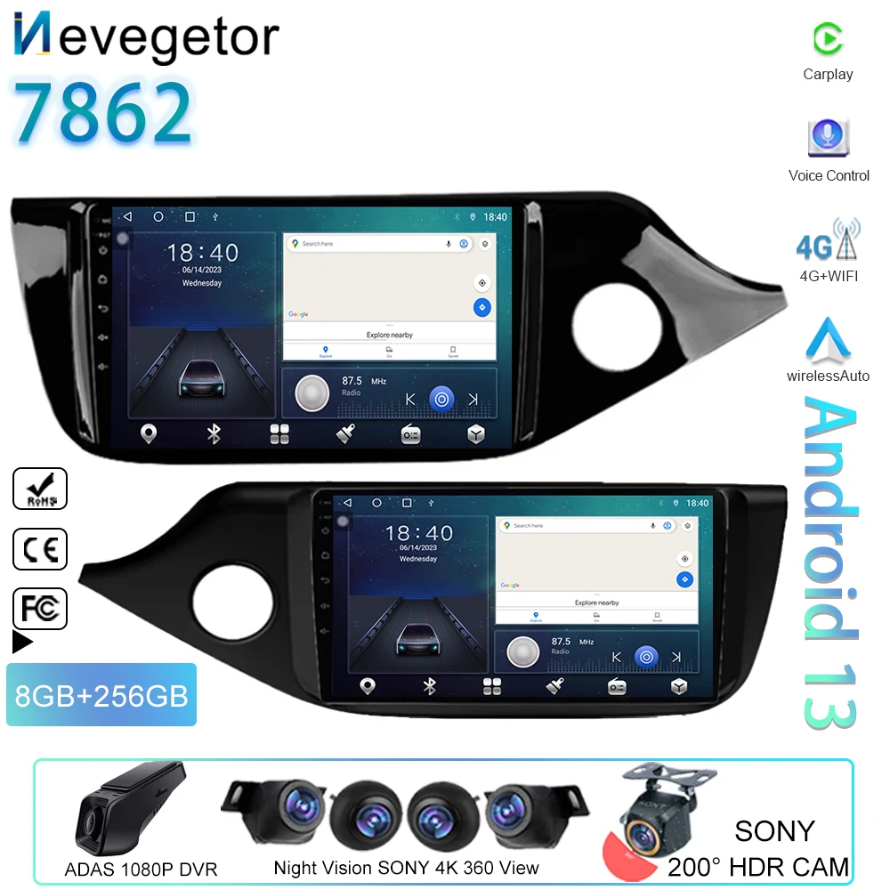 

Автомагнитола 2DIN для Kia Ceed 2012-2018, 4G, Wi-Fi, GPS, Android