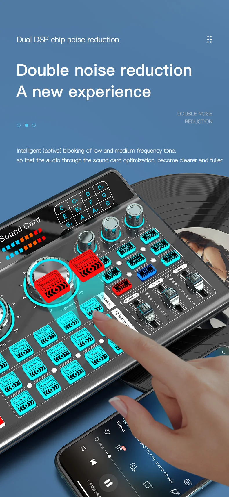 Live Sound Card for Mobile & Computer Universal Recording Mic Head Dedicated for Singing and Live Streaming