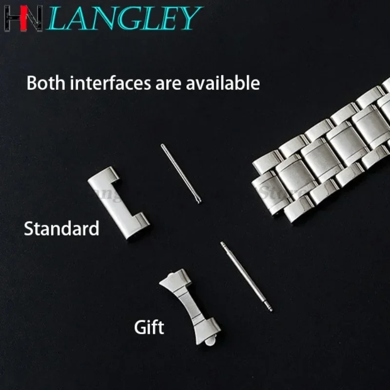 Sleek Stainless Steel Universal Watch Band with Curved End and Butterfly Clasp
