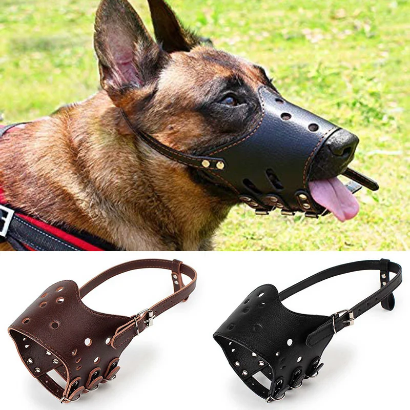 

Soft Leather Muzzle for Dogs Anti-Biting Secure Adjustable and Breathable Pet Small Large Dogs Muzzle for Golden Retriever
