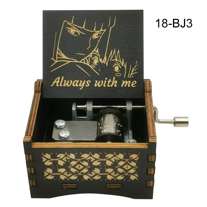 Spirited Chihiro Away Wooden Music Box Always-With-Me Laser Engraving Clockwork Type /Hand-operated Type Home Decoration Gift