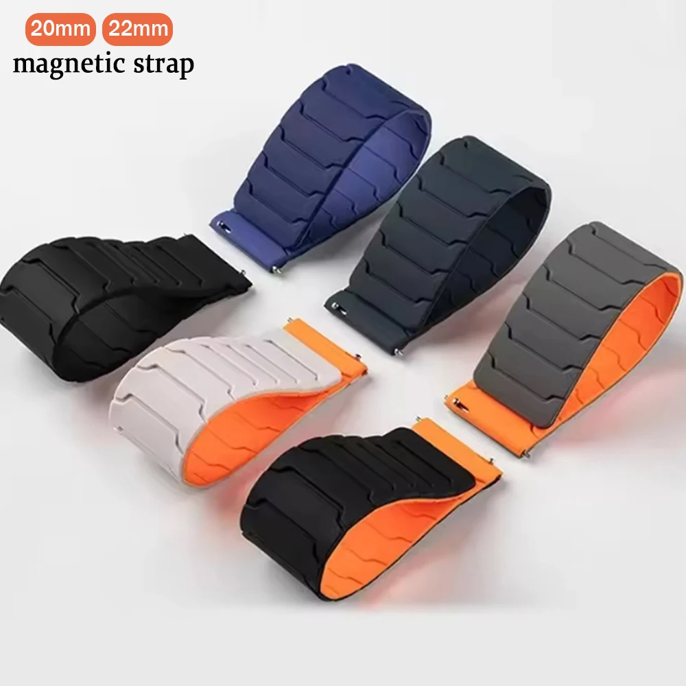 Magnetic Loop Silicone Watchband Bracelet, 20/22mm