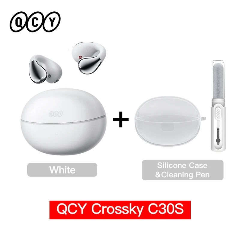 QCY Crossky C30 Écouteurs Bluetooth Sans Fil,Écouteurs Sport Bluetooth 5.4 Clip Ouverts,avec Micro Antibruit 4 ENC,EQ Personnalisé,Étanche IPX5, Idéal Pour Le Sport/Fitness,Blanc