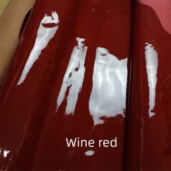 Luxurious 1.2mm Burgundy Dark Brown Patent Leather Fabric - First Layer Cowhide for Handmade DIY Projects (Wine red)