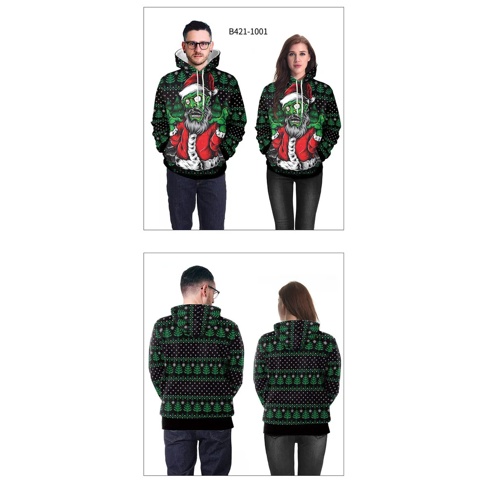 New Halloween 3d Digital Print Hooded Couple Casual Sweater_voghion.com
