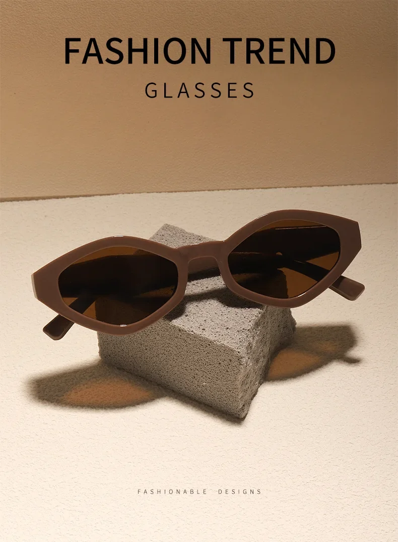 Modische Cat-Eye-Sonnenbrille Vintage Luxus-Markendesigner Schwarze Unregelmäßige Rhombus Damen-Sonnenbrille UV400-Schutz Gafas De Sol – Detail 1