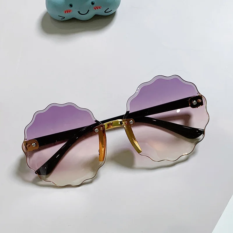 Oversized Rimless Flower Round Sunglasses Women Trendy Ocean Lenses Men's Sun Glasses Shades UV400 Eyewear Shades lentes de sol