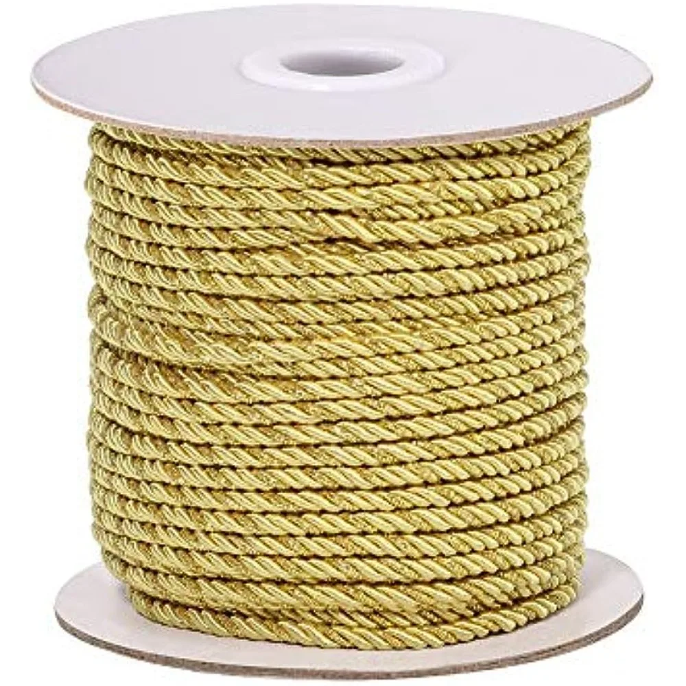 

3mm 35 Yards Metallic Cord Rope 3-Ply Decorative Rope Trim Thread Silk Ropes Braided Cord for Handfasting Home Décor